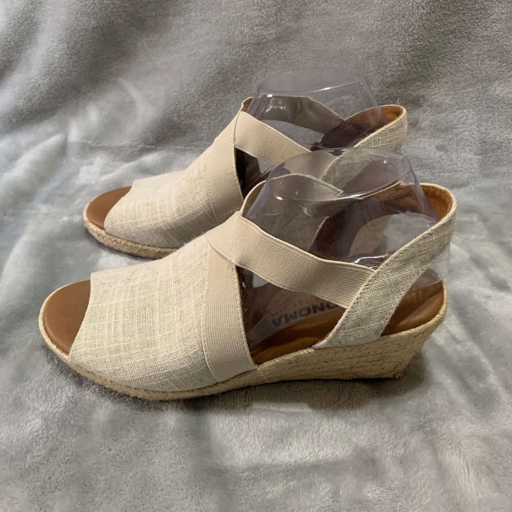 Sonoma Womens Vitalize Beige Espadrille Wedge Sandals 8.5 M Boho Resort Flaw - Picture 2 of 16